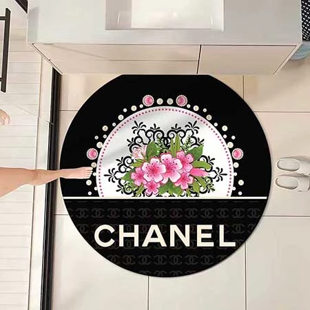 ブランドロゴ付き Chanel 円形カーペット，フランネル素材複数柄室内マット，滑り止め防水 シャネル円形カーペット，肌触り良いブランド円形ラグ，海外ネット通販 Chanel マット