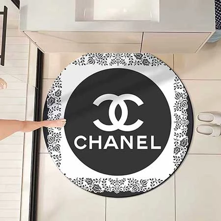 ブランドロゴ付き Chanel 円形カーペット，フランネル素材複数柄室内マット，滑り止め防水 シャネル円形カーペット，肌触り良いブランド円形ラグ，海外ネット通販 Chanel マット