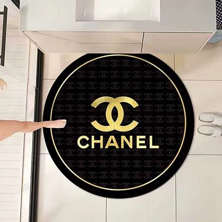 ブランドロゴ付き Chanel 円形カーペット，フランネル素材複数柄室内マット，滑り止め防水 シャネル円形カーペット，肌触り良いブランド円形ラグ，海外ネット通販 Chanel マット
