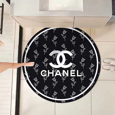 ブランドロゴ付き Chanel 円形カーペット，フランネル素材複数柄室内マット，滑り止め防水 シャネル円形カーペット，肌触り良いブランド円形ラグ，海外ネット通販 Chanel マット
