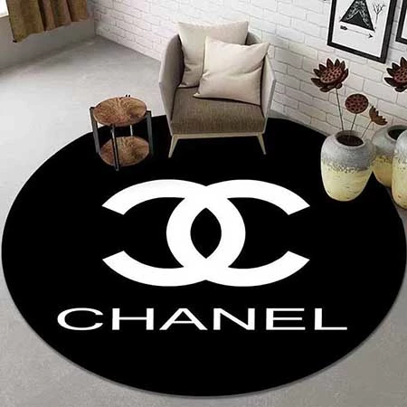 ブランドロゴ付き Chanel 円形カーペット，フランネル素材複数柄室内マット，滑り止め防水 シャネル円形カーペット，肌触り良いブランド円形ラグ，海外ネット通販 Chanel マット