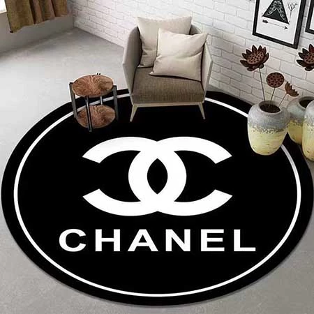 ブランドロゴ付き Chanel 円形カーペット，フランネル素材複数柄室内マット，滑り止め防水 シャネル円形カーペット，肌触り良いブランド円形ラグ，海外ネット通販 Chanel マット