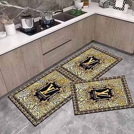 ouis Vuitton ラグ，ハイブランドラグ，モノグラム柄ラグ，ブランドロゴ入りラグ，縁ストライプ柄，防湿マット，バリエーション豊富，海外通販，室内ラグ，フロアマット，おしゃれインテリア